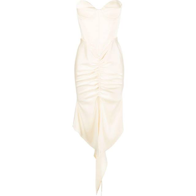 Alex Perry - Carter asymmetric satin corset dress - women - Triacetate/Polyester/Triacetate/Nylon/Polyester/Spandex/Elastane - 12 - Yellow