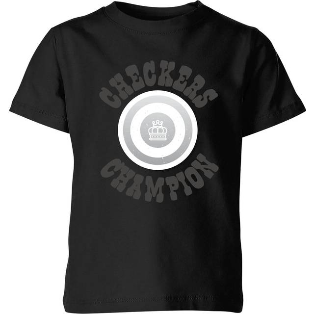 Checkers Champion White Checker Kids' T-Shirt - Black - 11-12 Years - Black