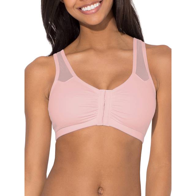 Fruit of the Loom womens Comfort Front Close With Mesh Straps Sports Bra  Blushing Rose  34 US