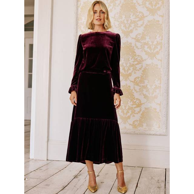 Eva Velvet Skirt | Berry - Red/Maroon