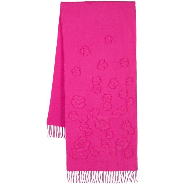 Valentino Garavani - floral-pattern knitted scarf - women - Polyamide/Viscose/Cashmere/Virgin Wool/Metallic Fibre - One Size - Pink