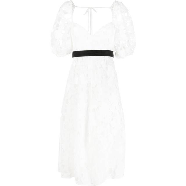 For Love And Lemons - Marlene heart-embroidery midi dress - women - Recycled Polyester/Spandex/Elastane/Polyester - XS - White