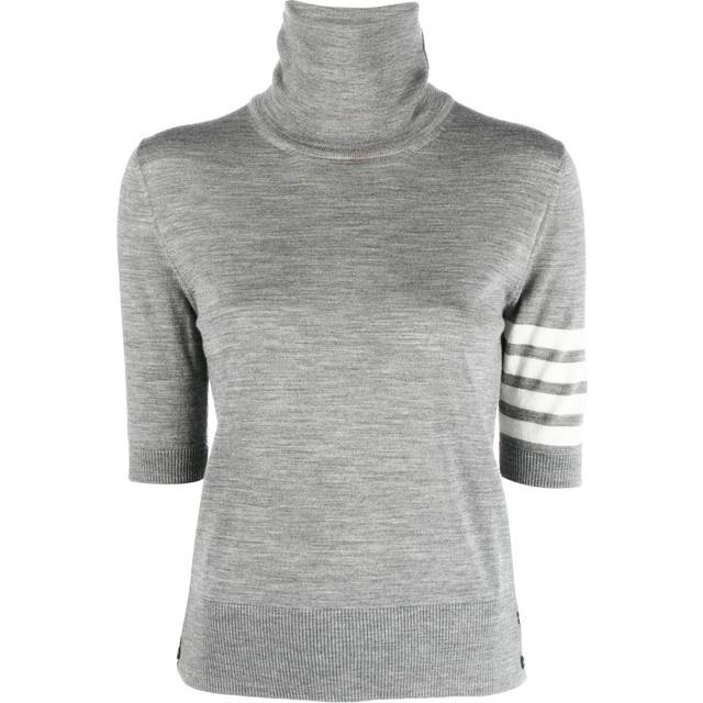 Thom Browne - turtleneck short-sleeve jumper - women - Polyamide/Virgin Wool - 42 - Grey
