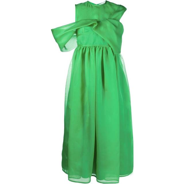 Cecilie Bahnsen - Sidney asymmetric midi dress - women - Silk/Acetate/Silk - 10 - Green