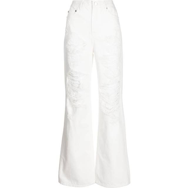 Goen.J - ripped high-rise straight-leg jeans - women - Cotton - L - White