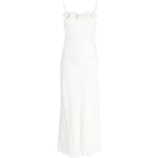 Rixo - Benedetta rose-appliqué midi dress - women - Viscose/Polyester/Silk/Silk - 16 - White
