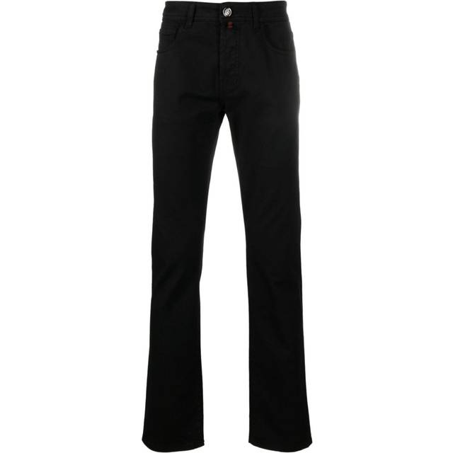 Billionaire - logo-embroidered straight-leg jeans - men - Cotton/Cotton/Calf Leather/Polyester/Spandex/Elastane - 30 - Black