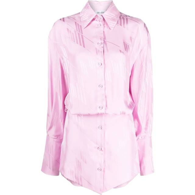 The Attico - satin-effect shirt dress - women - Polyester/Viscose - 38 - Pink