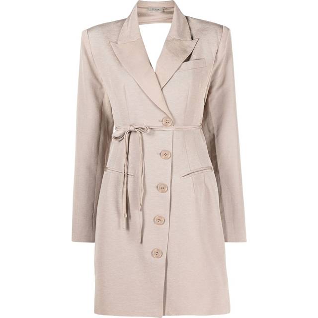 Gestuz - cut-out blazer dress - women - Viscose/Recycled Polyester - 34 - Neutrals