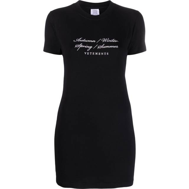 VETEMENTS - graphic-print T-shirt minidress - women - Cotton/Elastane - M - Black