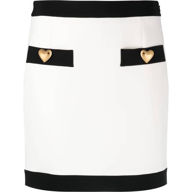 Moschino - button-detailed fitted skirt - women - Elastane/Acetate/Polyester/Silk - 44 - White