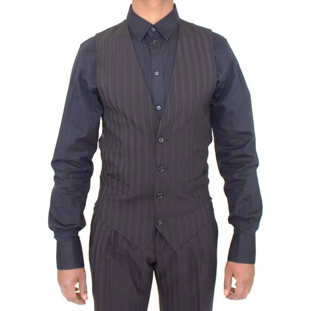 Dolce & Gabbana Black Striped Stretch Dress Vest Gilet - IT44 | XS (IT44 | XS)