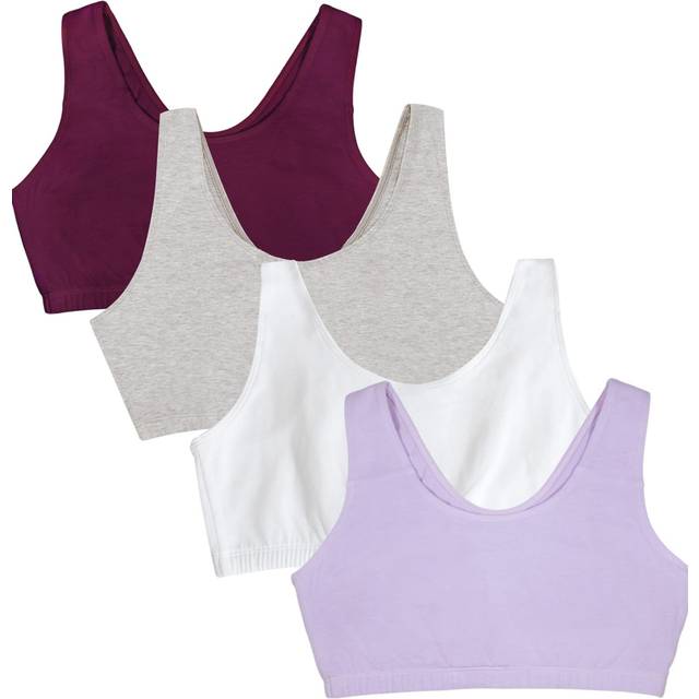 Fruit of the Loom Women's Built Up Tank Style Sports Bra Value Pack  Purple/White/Lilac/Grey