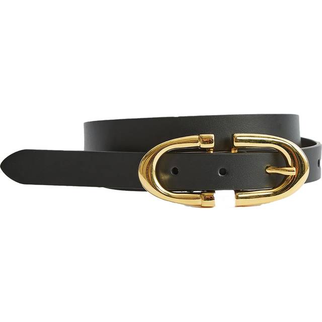 Reiss Bailey Slim Leather Belt, Black