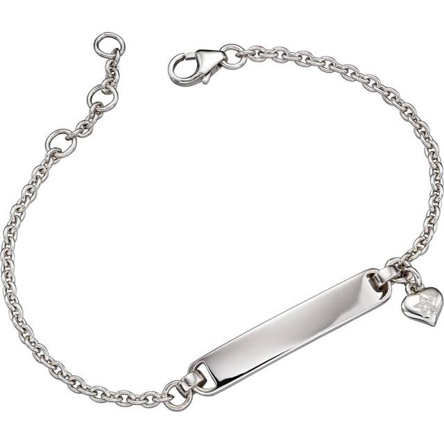 Little Star Silver Aisha Diamond Charm ID Bracelet For Women - silver