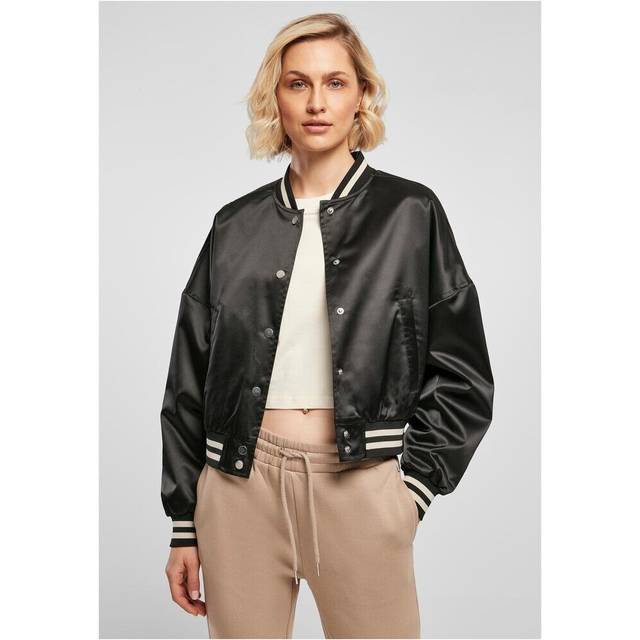 Oversized satin short jacket for women Urban Classics College - Noir