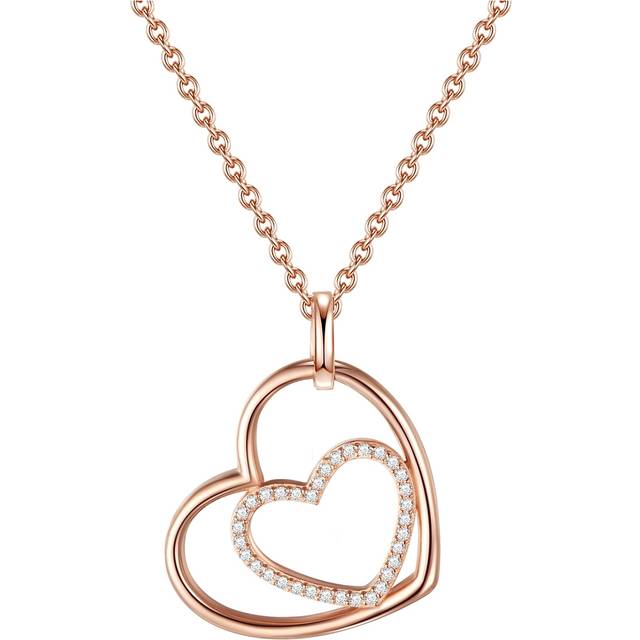 Rafaela Donata Womens Necklace with pendant sterling silver rose gold zirconia white - Size 40cm - Rose Gold