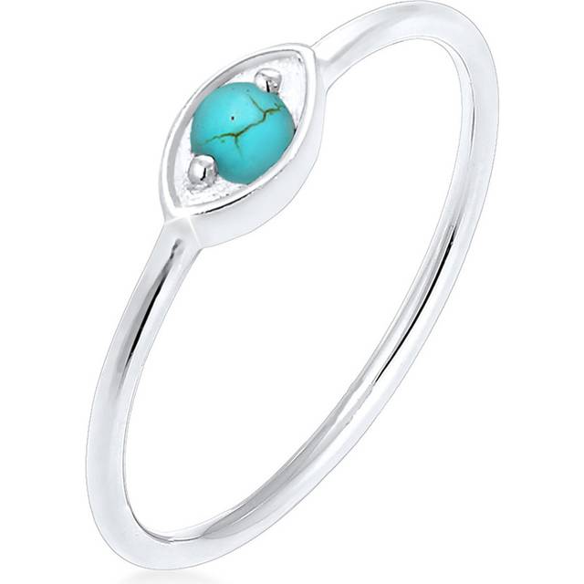 Elli Äkta smyckesring för kvinnor, Evil Eye talisman, symbol med howlit ädelsten i 925 sterlingsilver, 54 EU, material, Cordierit