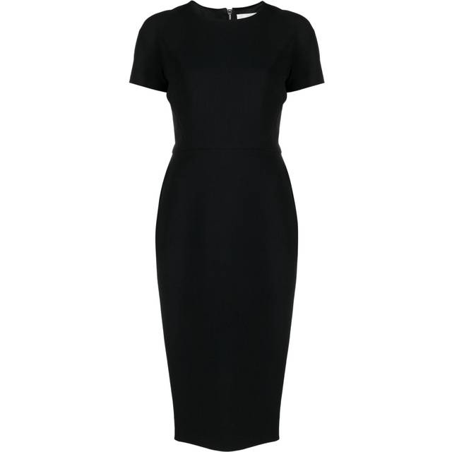 Victoria Beckham - fitted midi dress - women - Polyester/Virgin Wool/Polyamide/Elastane/Polyester - 8 - Black