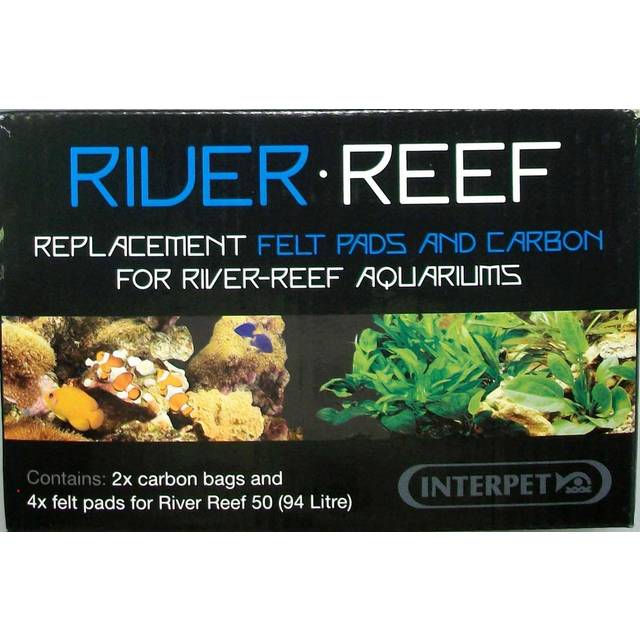 Interpet Replacement Filter Pads And Carbon For The River Reef 94L Aquarium, Kit Includes 2 Carbon Bags And 4 Felt Pads