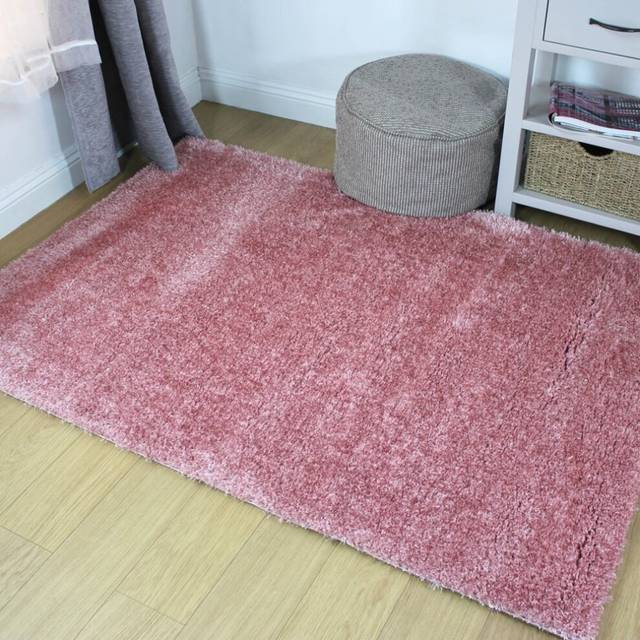 (160x230cm) Velvet Shaggy Rugs in Pink Cozy Trendy Plush Handtufted Floor Carpets