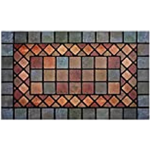 Nicoman Blue Edge Tile Mat Barrier Doormat Eco-Friendly Scrape and Absorbent Indoor/Outdoor Door Mat, Regular (75x44cm), Blue Border
