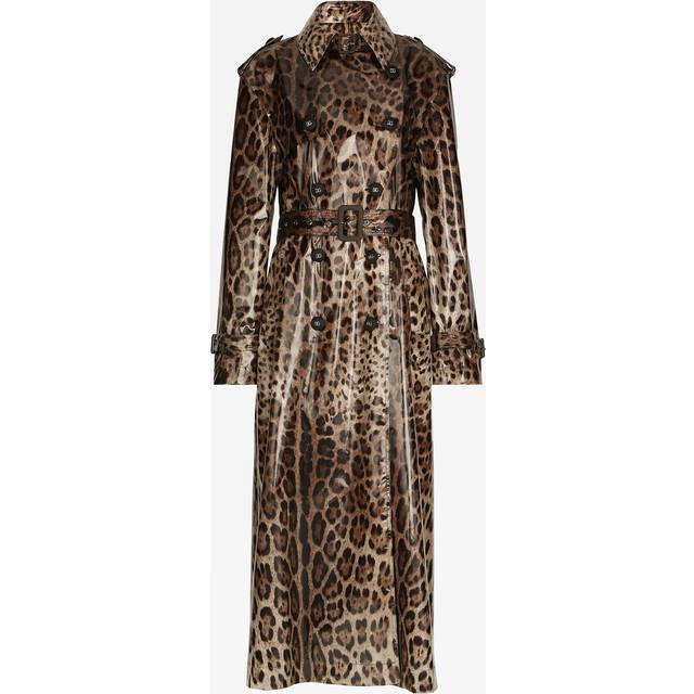 Dolce & Gabbana Leopard-print Coated Sateen Trench Coat - Woman Coats And Jackets Animal Print Cotton 40