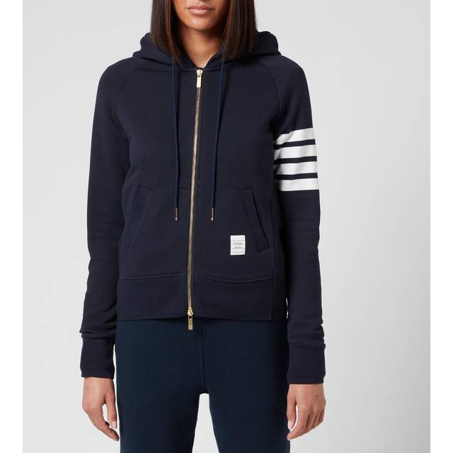 Thom Browne 4-Bar Zip-Up Hoodie - Navy - 36