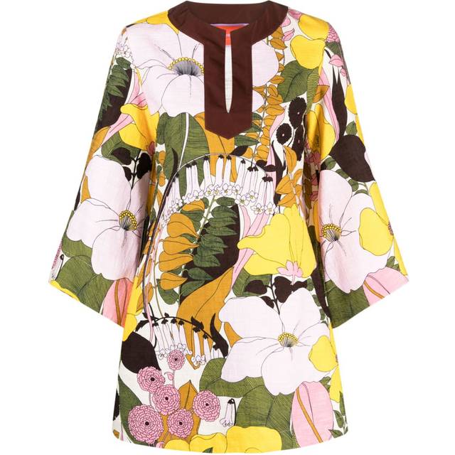 La DoubleJ - The Kaftan Mini floral-print dress - women - Cotton/Elastane - S - Pink
