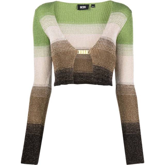 GCDS - degradé-effect lurex cropped cardigan - women - Metallic Fibre/Polyester/Viscose - S - Green