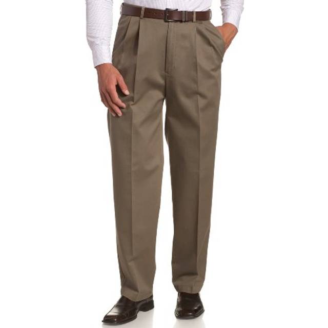 Haggar mens Work to Weekend No Iron Twill Pleat Front - Regular and Bi