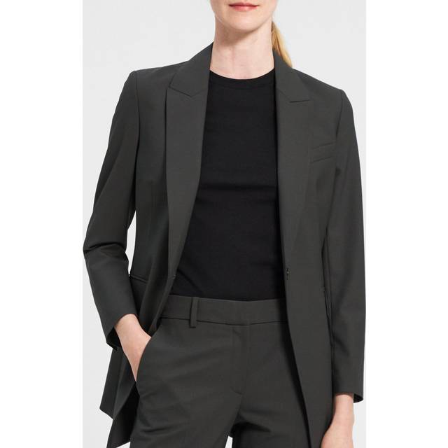 Theory Womens Dark Olive Trace Boxy-fit Wool-blend Blazer 4 - DARK OLIVE