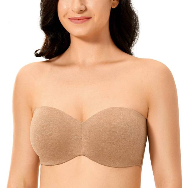 DELIMIRA Women's Strapless Bra Unlined Underwire Minimizer Plus Size Support Chanterelle 34B