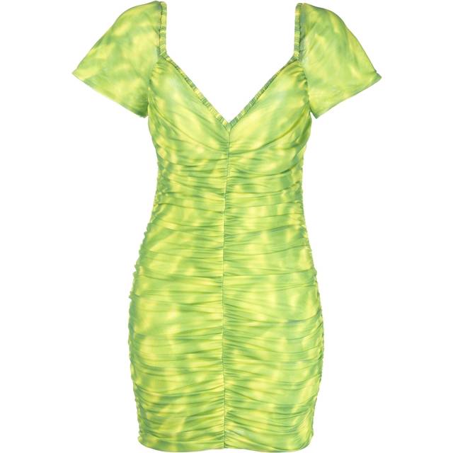ROTATE BIRGER CHRISTENSEN - tie-dye ruched minidress - women - Recycled Polyester/Recycled Polyester/Elastane/Elastane - 34 - Green