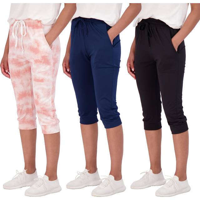 3 Pack: Womens Soft Capri Jogger Women Running Bottoms Capris Running