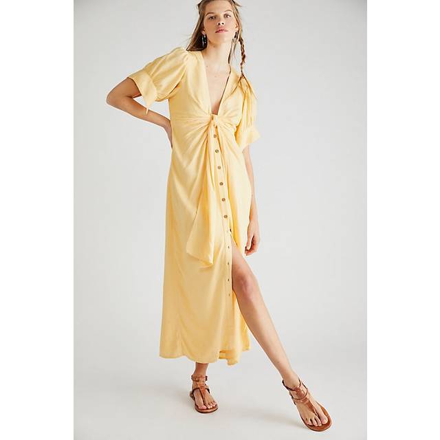 Vintage Summer Midi Dress by free-est in Peach Sunrise, Size: XS