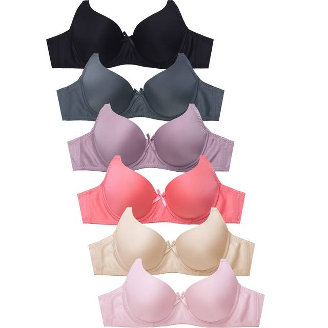 Mamia Women's Basic Lace/Plain Lace Bras (Pack of 6)- Various Styles (