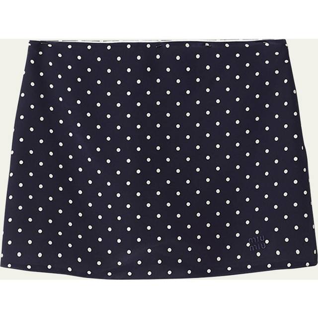 Polka-dot crepe de chine miniskirt
