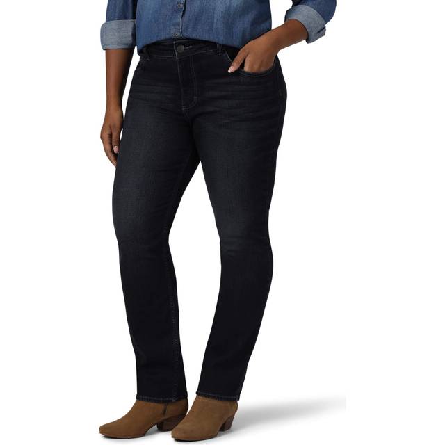 Riders by Lee Indigo Women's Plus Size Midrise Straight Leg Jean  Blac