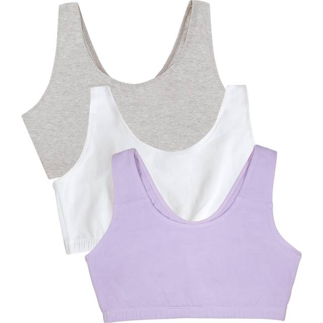 Fruit of the Loom Cotton Tank Bra for Women-Ultimate Comfort & Breathable Fit  Lilac Whisper/White/Grey Heather