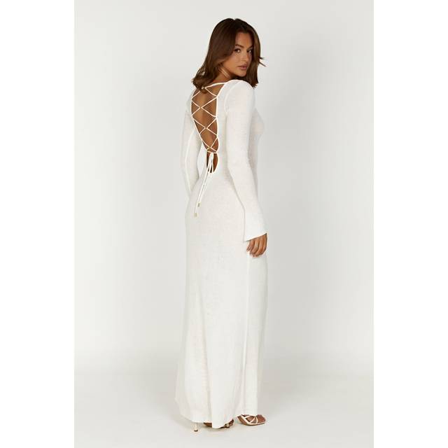 Talia Maxi Open Back Knit Dress - Ivory