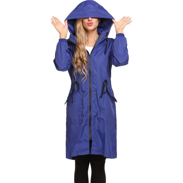 ELESOL Rain Jacket Women Long Rain coat Lightweight Waterproof Windbreaker hiking coats for women