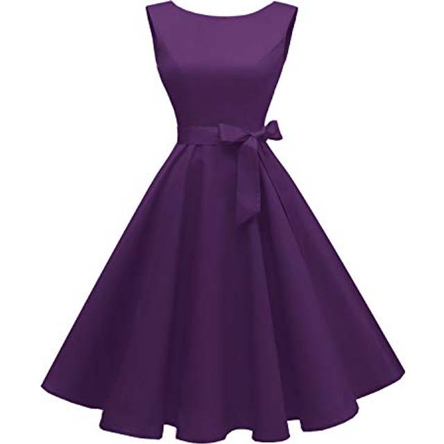 Hanpceirs Womens Boatneck Sleeveless Swing Vintage 1950s cocktail Dress Deeppurple XS