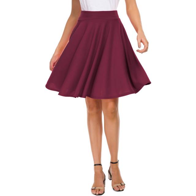 EXcHIc Womens casual Stretchy Flared Mini Skater Skirt Basic A-Line Pl