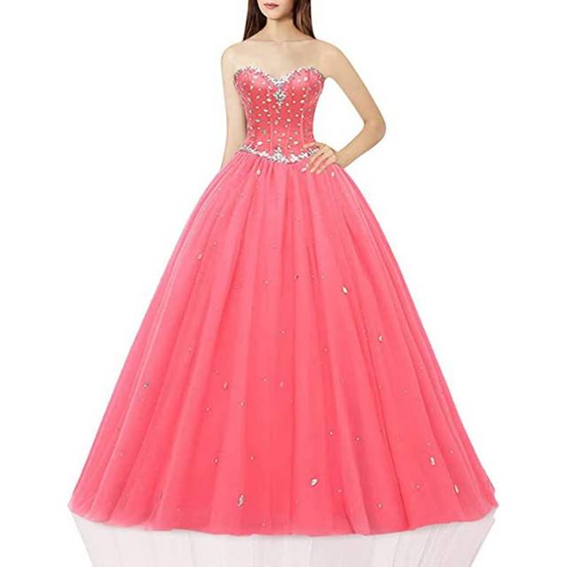 Likedpage Womens Sweetheart Ball gown Tulle Quinceanera Dresses Prom D