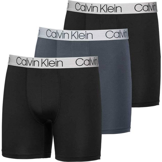Calvin Klein Mens 3 Pack Chromatic Microfiber Boxer Briefs (Black/Grey