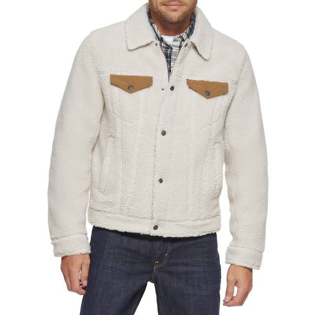 Levi's Men's Sherpa Lined Trucker Jacket (Regular  Big & Tall Sizes)  Cream/Brown  X-Large