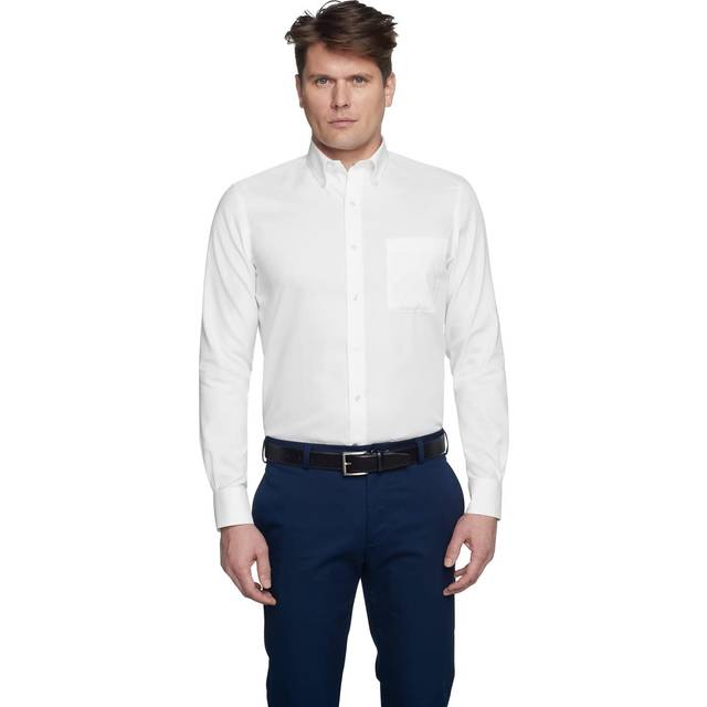 Tommy Hilfiger mens Non Iron Solid Button Down Collar Dress Shirt  Whi