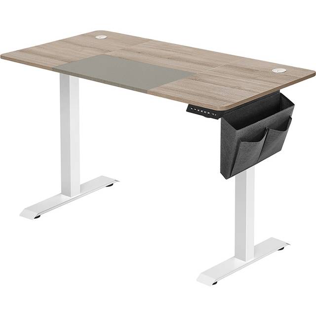 SONGMICS Höjdjusterbart elektriskt skrivbord, 60 x 140 x (72-120) cm, minnesfunktion, vitt galler