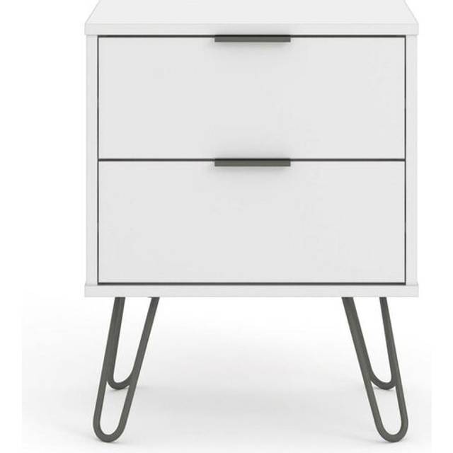 Bedside Lamp Table Cabinet 2 Drawer Bedroom Living Room Storage White